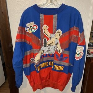 Rare Vintage 80's Adidas London Olympic Games Sweatshirt Size L